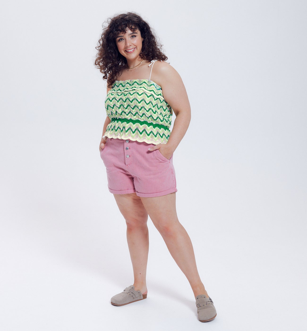 Top en crochet coloré Femme - Rayures multicolores