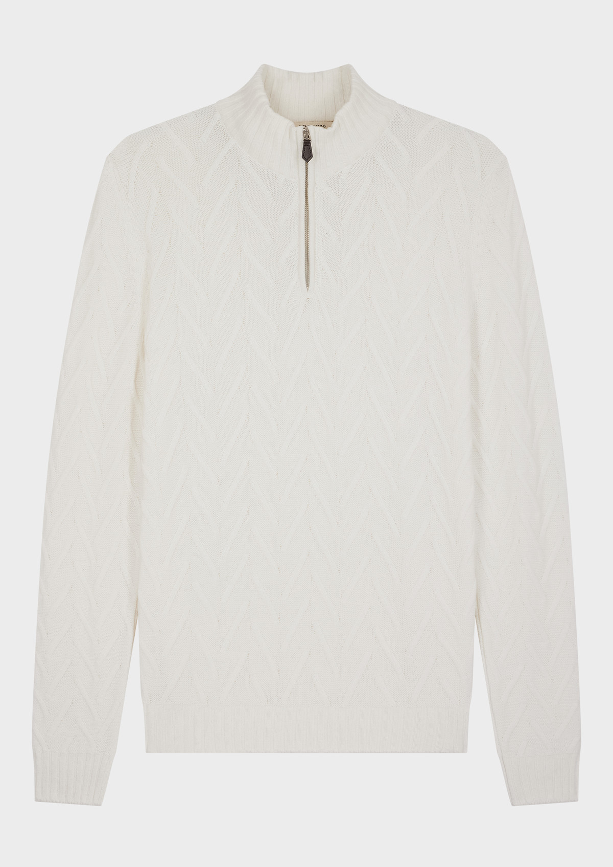Pull col zippé uni écru
