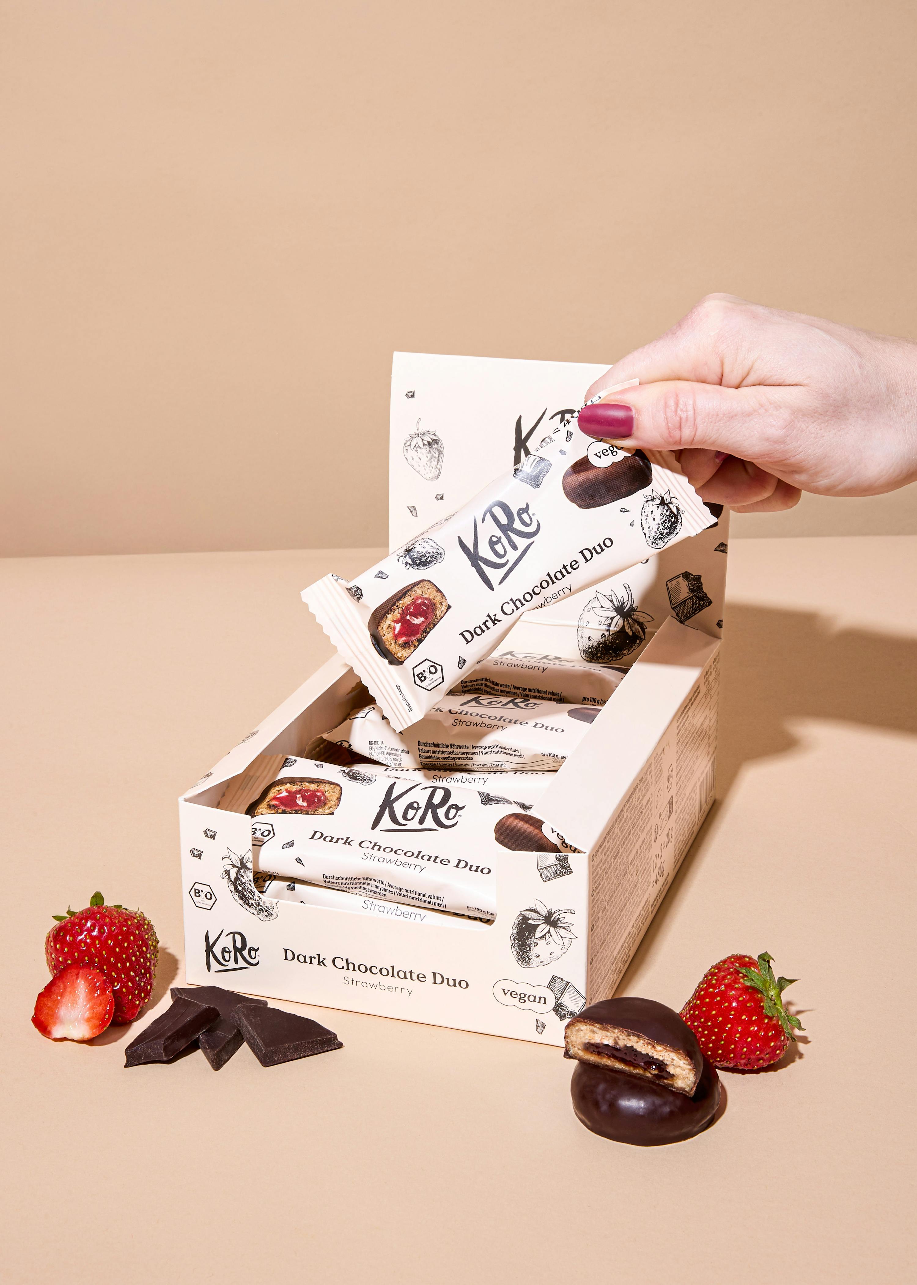 Bio Dark Chocolate Duo Strawberry 12 x 2 x 20 g