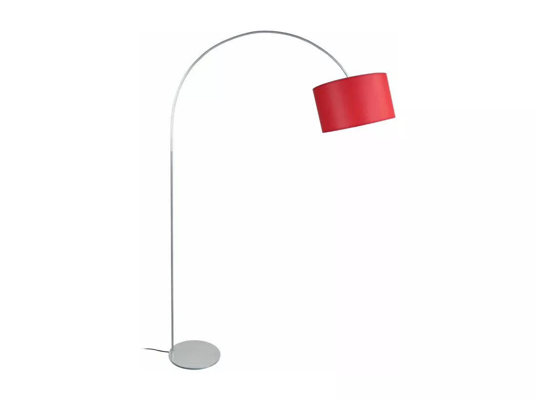 Lampadaire arc métal aluminium rouge 190 cm.