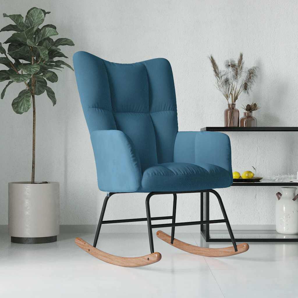 vidaXL Schommelstoel Blauw Bekleed met Fluweel