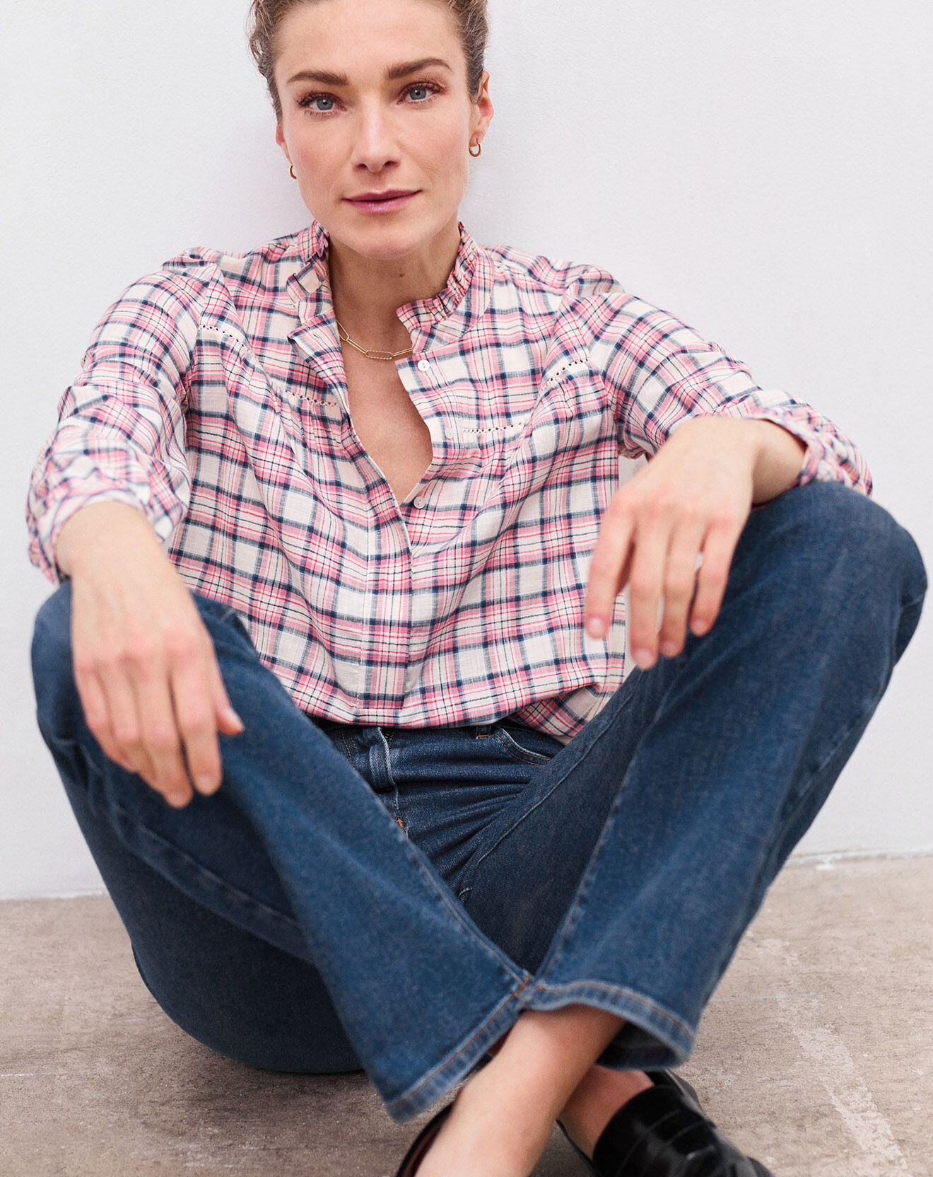 Caroll Jean droit en Coton Bio Austin denim moyen