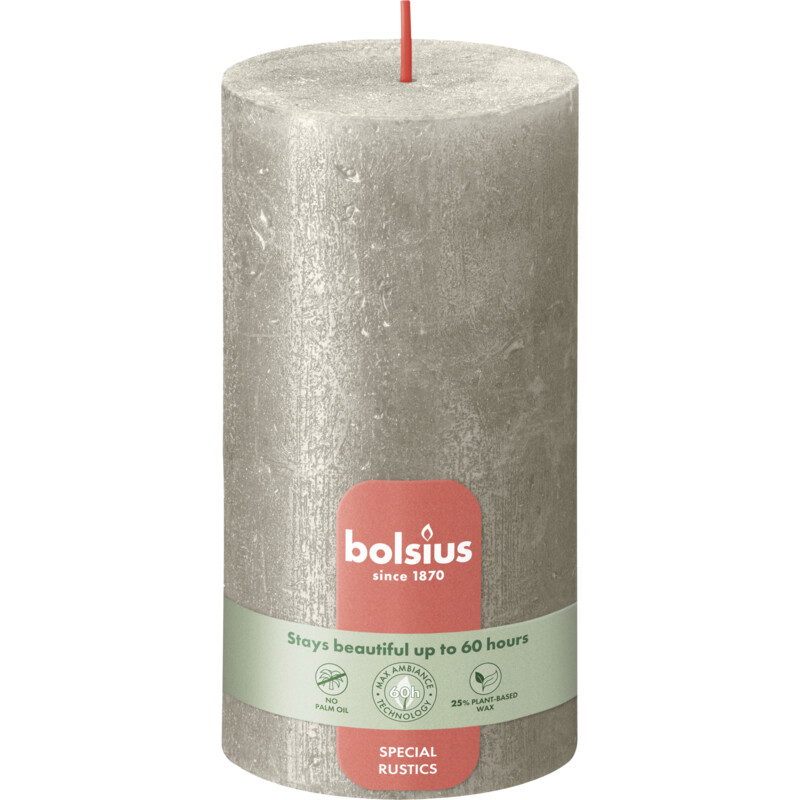 Bolsius Rustieke kaars shimmer champagne 13cm