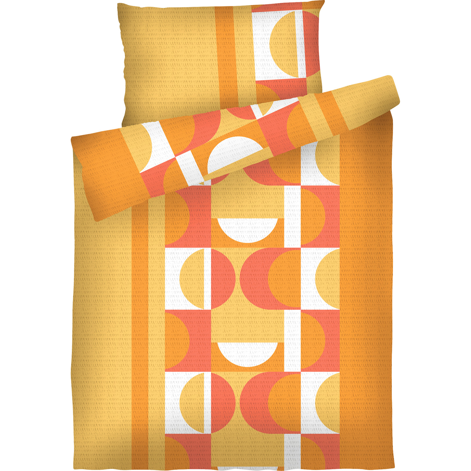 Bettwäsche Seersucker orange 200x210 2x65x65 Bettanzug Fra