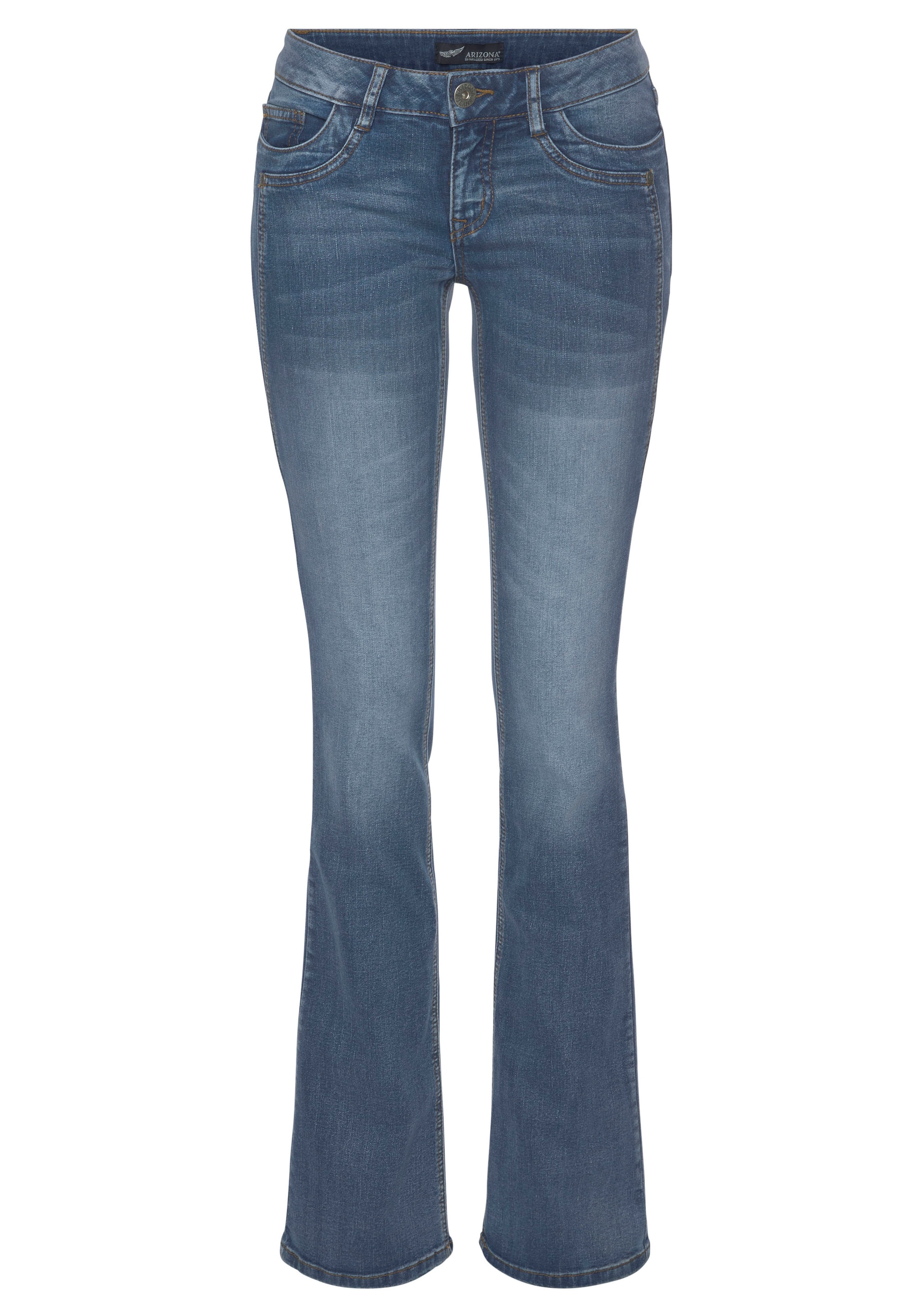 Arizona Bootcut-Jeans »mit Keileinsätzen«, ausgestellte Beinform,  niedrige Leibhöhe,  elastisches Material