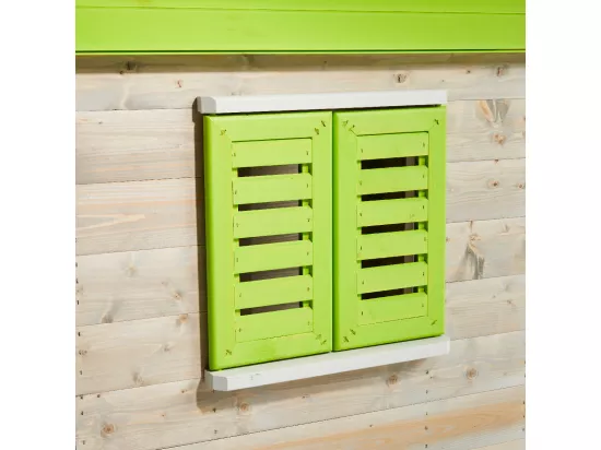 Kangui - Maison de jardin enfant extérieur - Cabane en Bois avec plateforme et toboggan - Toit étanche - Vert et Blanc