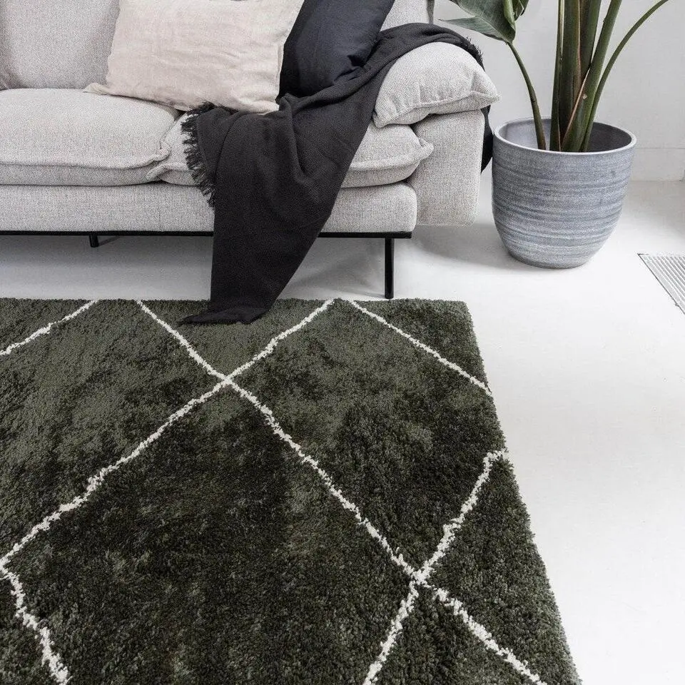 Interieur05 berber vloerkleed Nea groen/cream - 330 x 240 cm