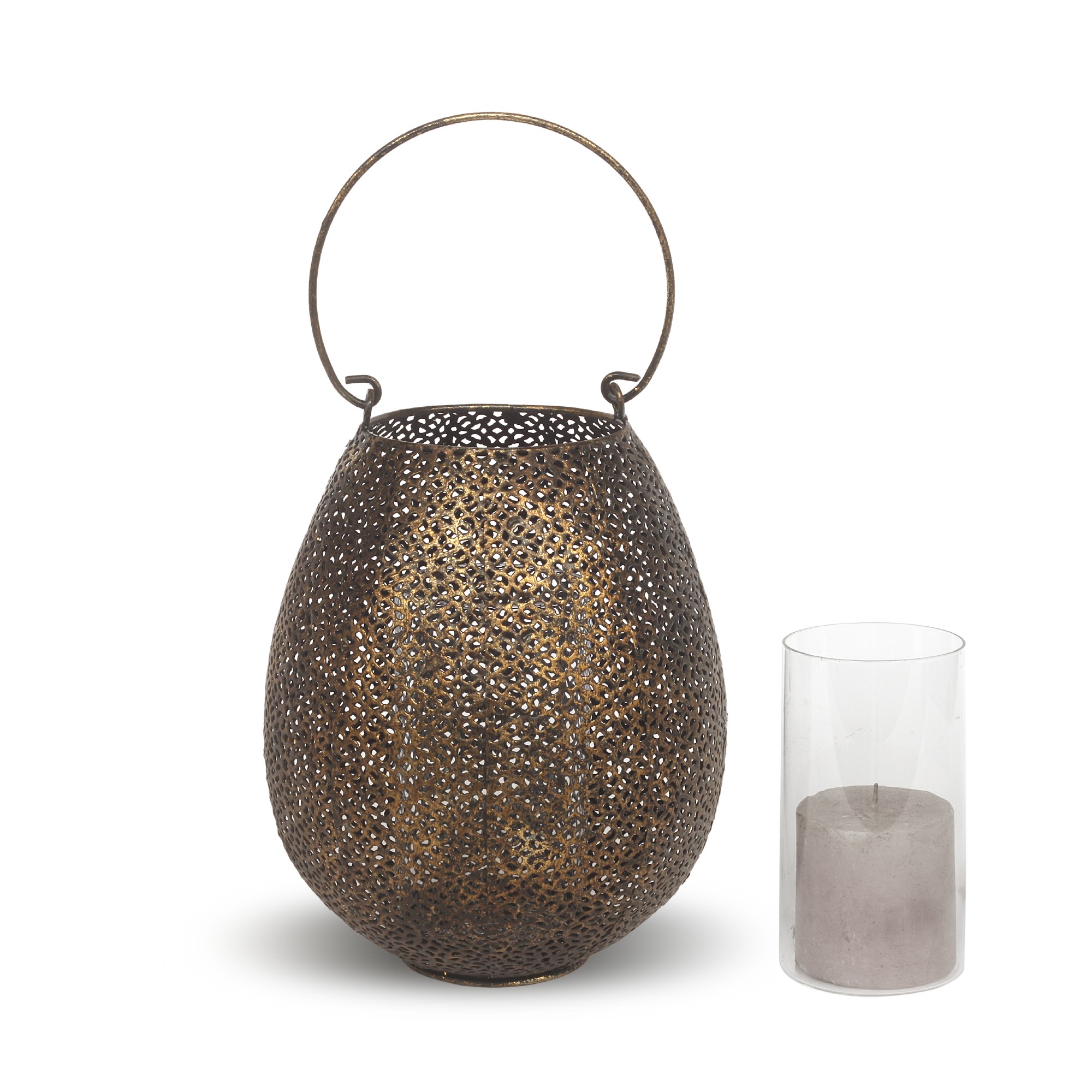 Laterne 'Buderim', antik gold, Ø 19 cm, H 23,5 cm von fischer's lagerhaus
