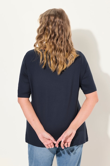 T-Shirt, Metallic-Druck, Slim, V-Ausschnitt, Halbarm