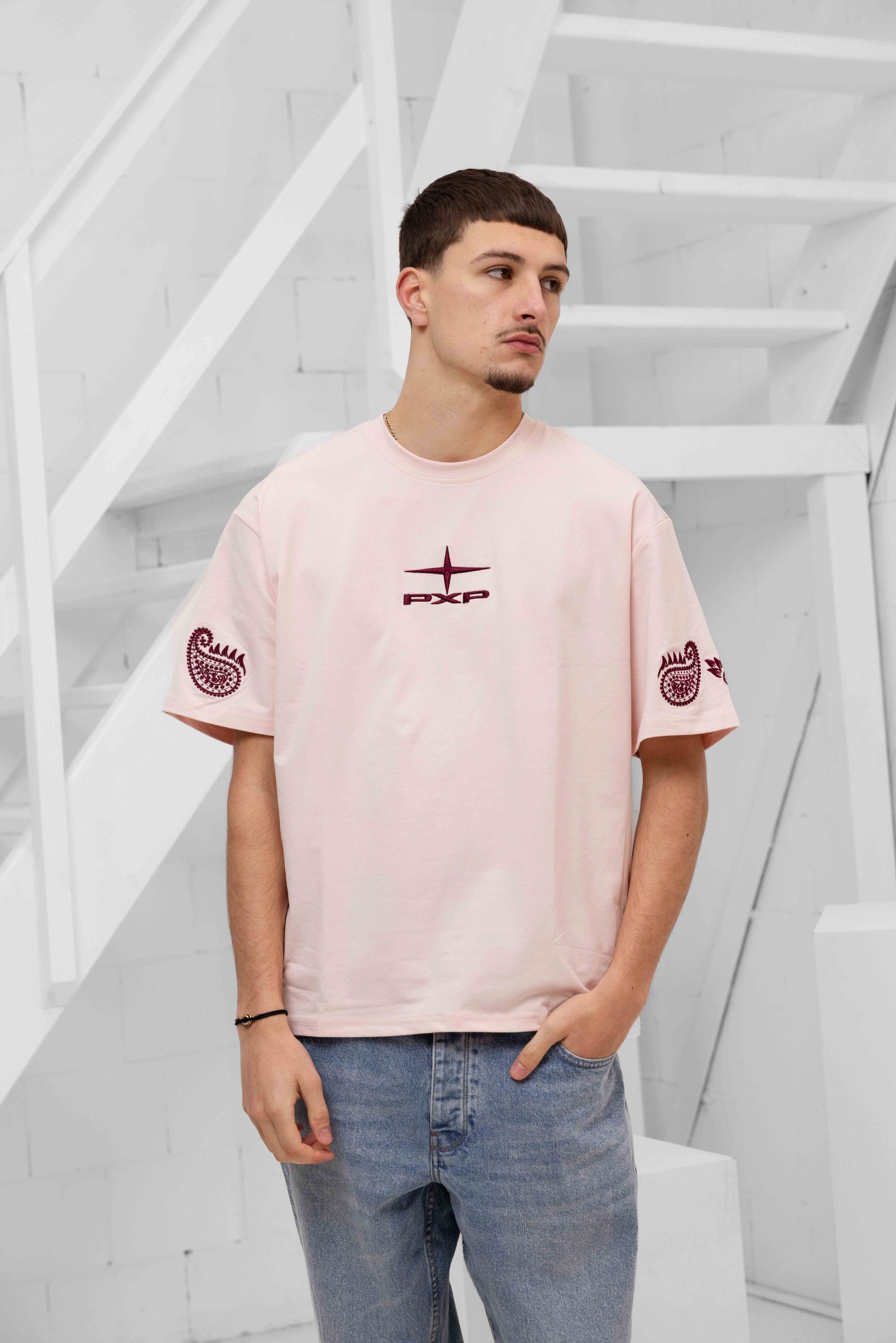 Project X Paris Embroidered T-Shirt Heren Roze