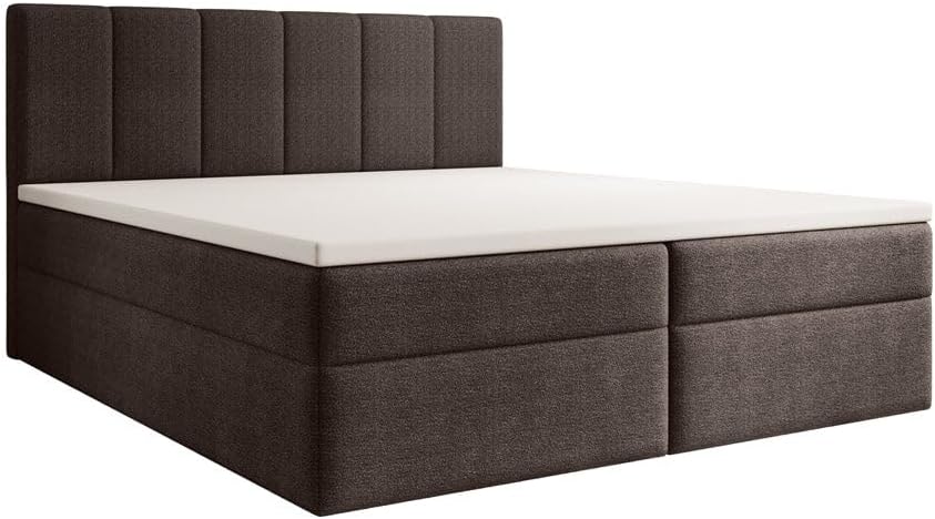 Luxusbetten24 Boxspringbett Aurelia Bouclé 180x200 mit Stauraum | Bezug: Bouclé | Farbe: Braun | Härtegrad: