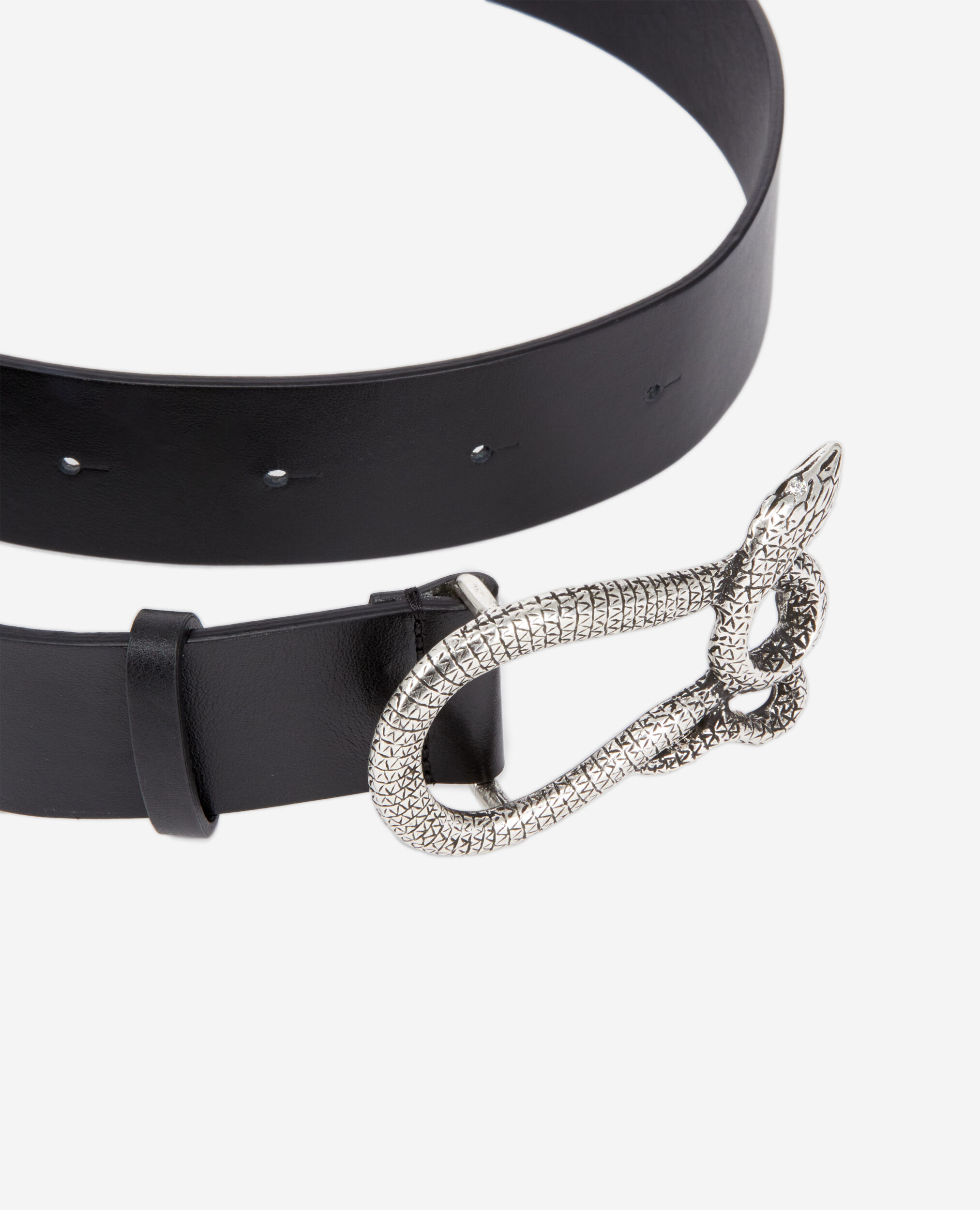 Ceinture en cuir noir avec boucle serpent