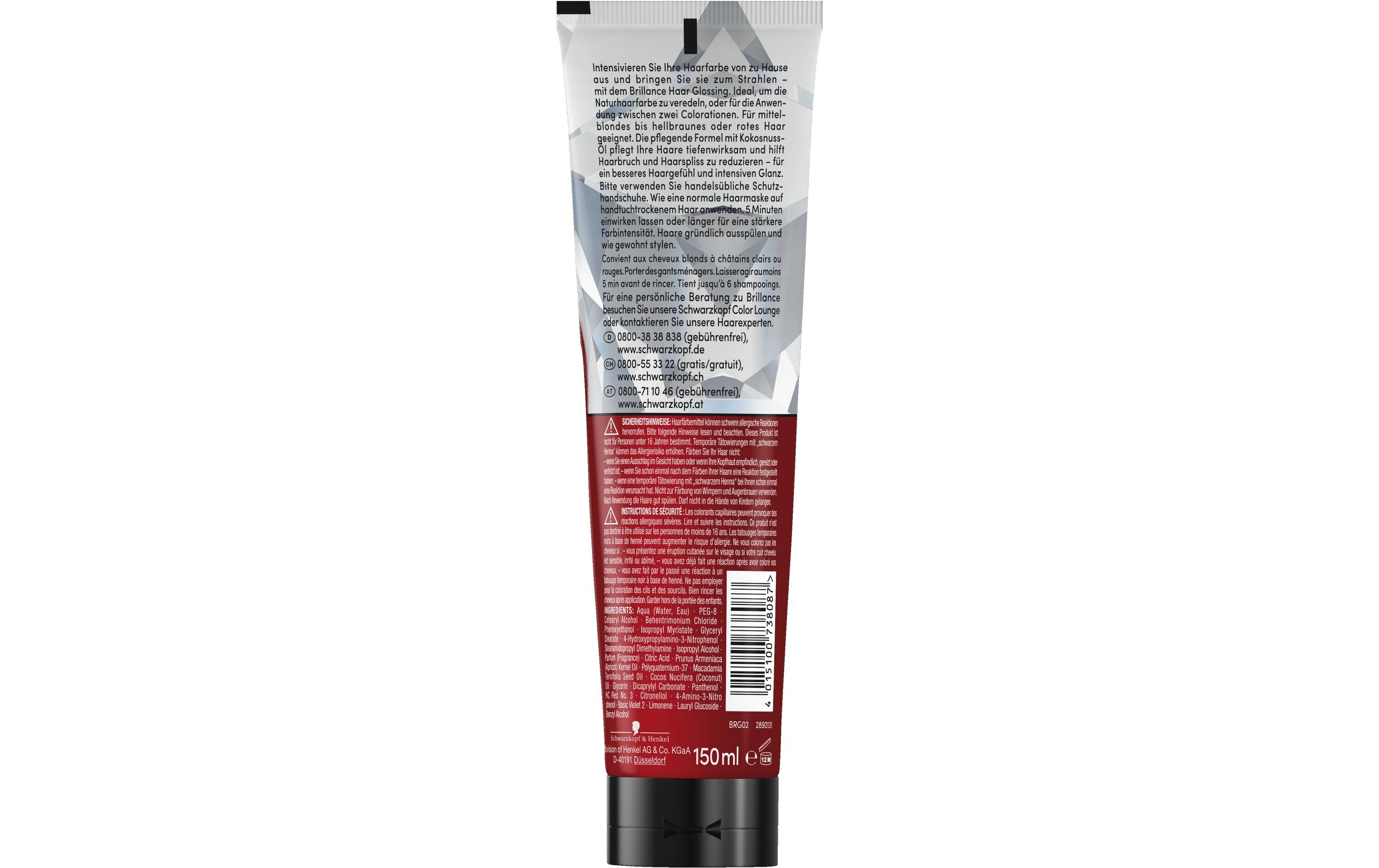 Haarcoloration Brillance Glossing Intensives RotColoration intensiviert die Haarfarbe und pflegt tiefenwirksam