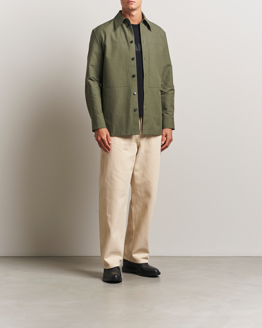 Jil Sander Compact Cotton Overshirt Olive
