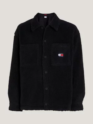 Camisa Sherpa Casual com Distintivo