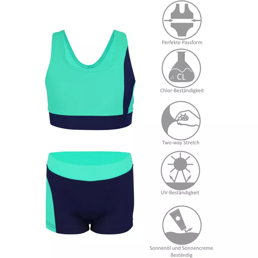 Aquarti Mädchen Sport Bikini - Racerback Bustier & Badehose grün