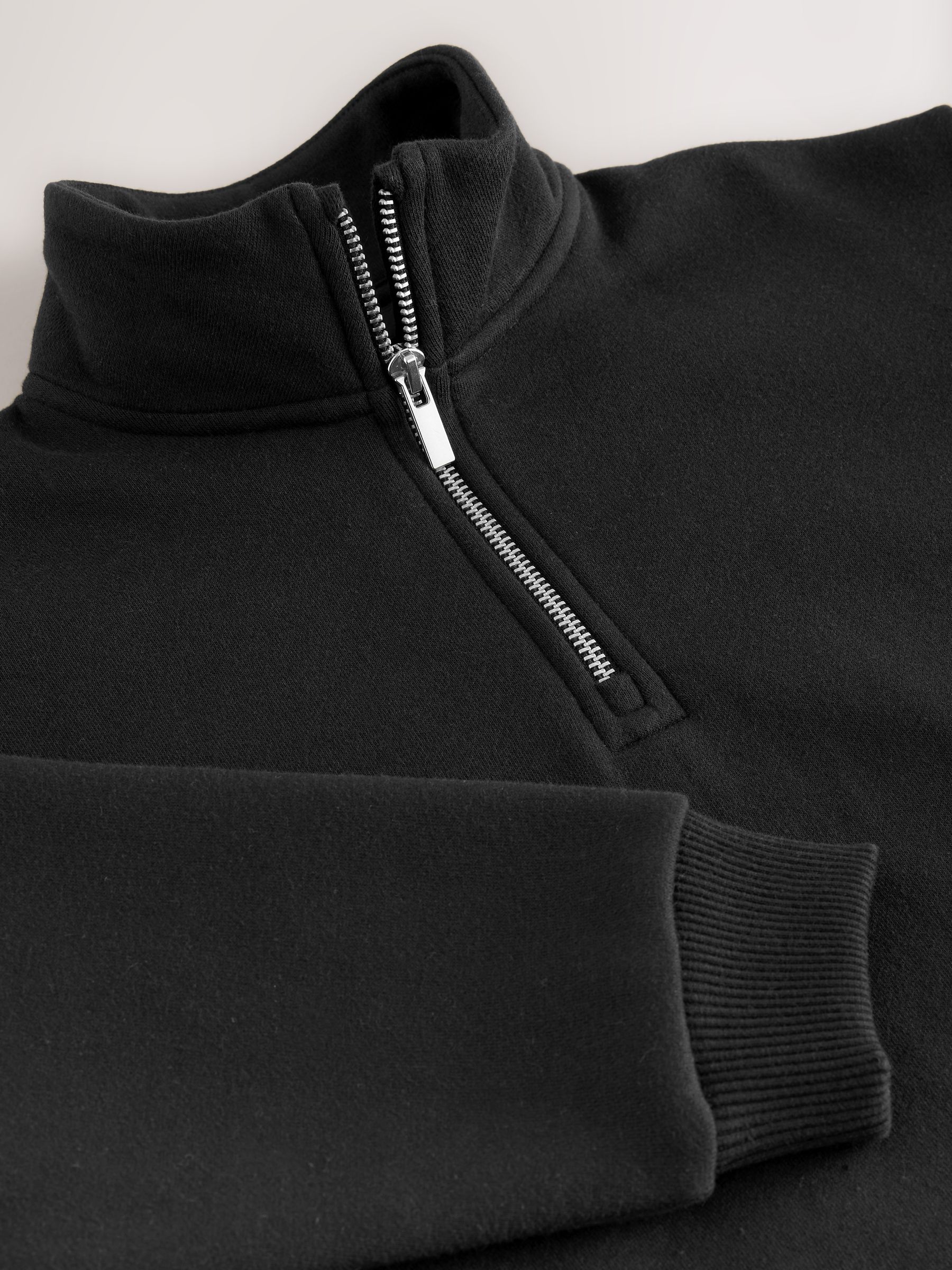 Zwart - Sweatshirt met rits bij de hals (3-16jr)