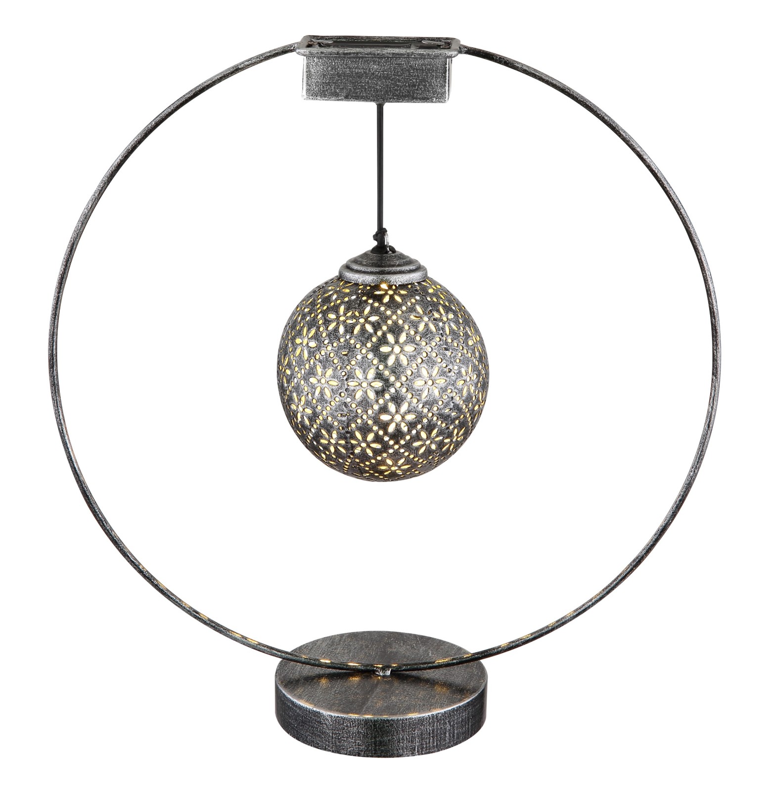 Solarleuchte - silber antik - Metall - 30 cm breit