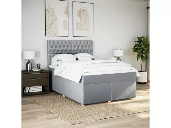 Sommier à lattes de lit avec matelas Gris clair 160x200cm Tissu