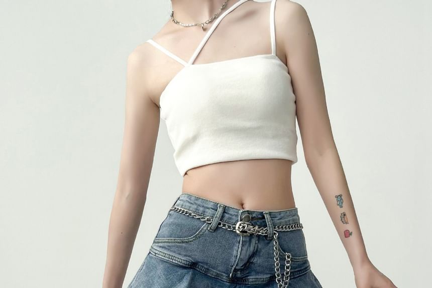 Rosesand - Mini denim rok met hoge taille en ruches