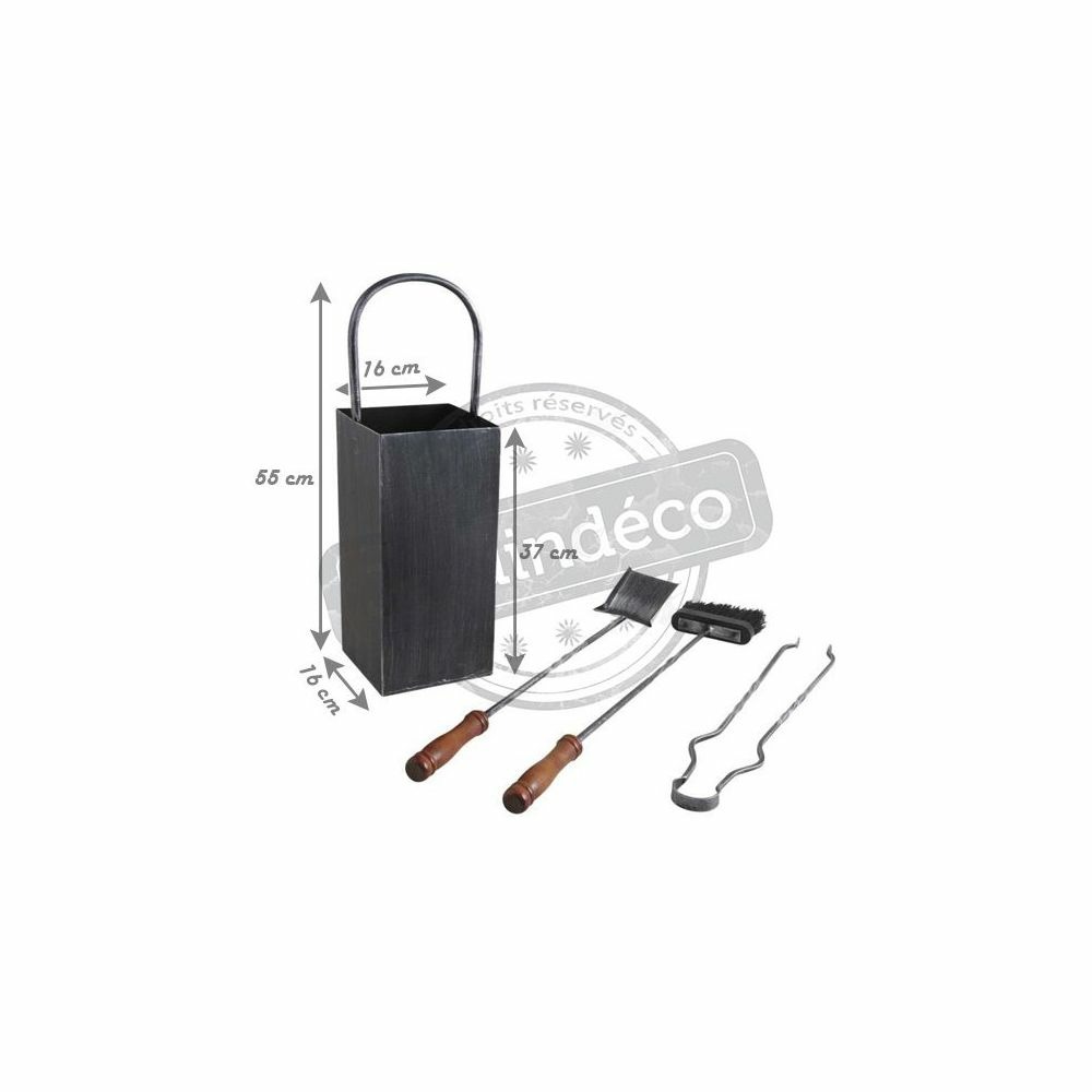 Serviteur de cheminée en fer forgé 3 accessoires