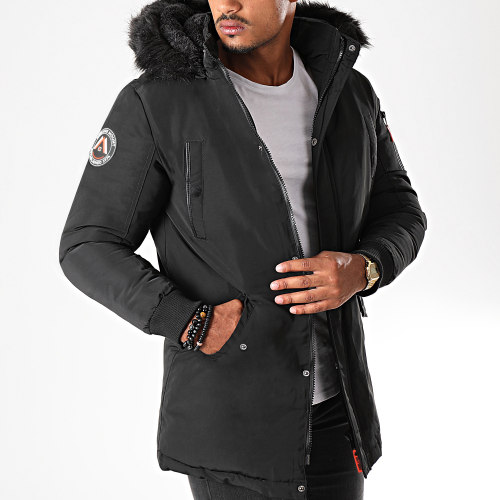 Parka Capuche Fourrure Sharkson Noir
