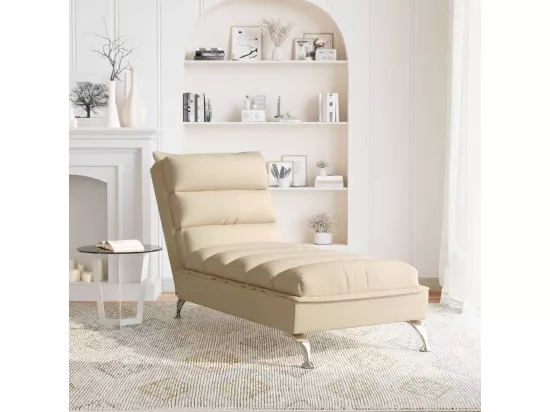 Prolenta Premium - Chaise longue avec coussins crème tissu