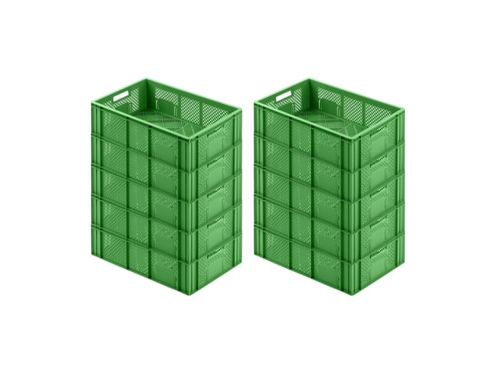 PROREGAL Voordeelset 10 x Eurobakken Fruit- en Groentebox HxBxD 17,1 x 40 x 60 cm 33 Liter Groene Fruit- en Groentekrat Fruitmand Transportbox