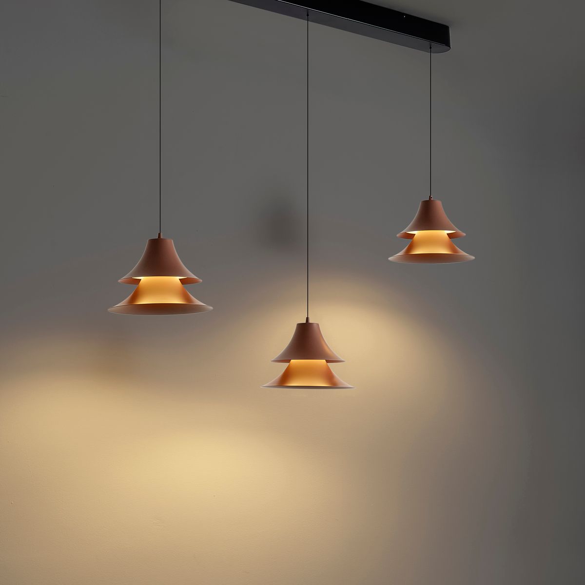Hanglamp zwart met mokka incl. LED 3-staps dimbaar 3-lichts easylift - Witch