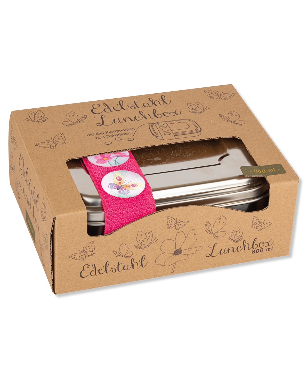 Edelstahl-Lunchbox TAPIRELLA - SCHMETTERLING (15,5x11,5x6)