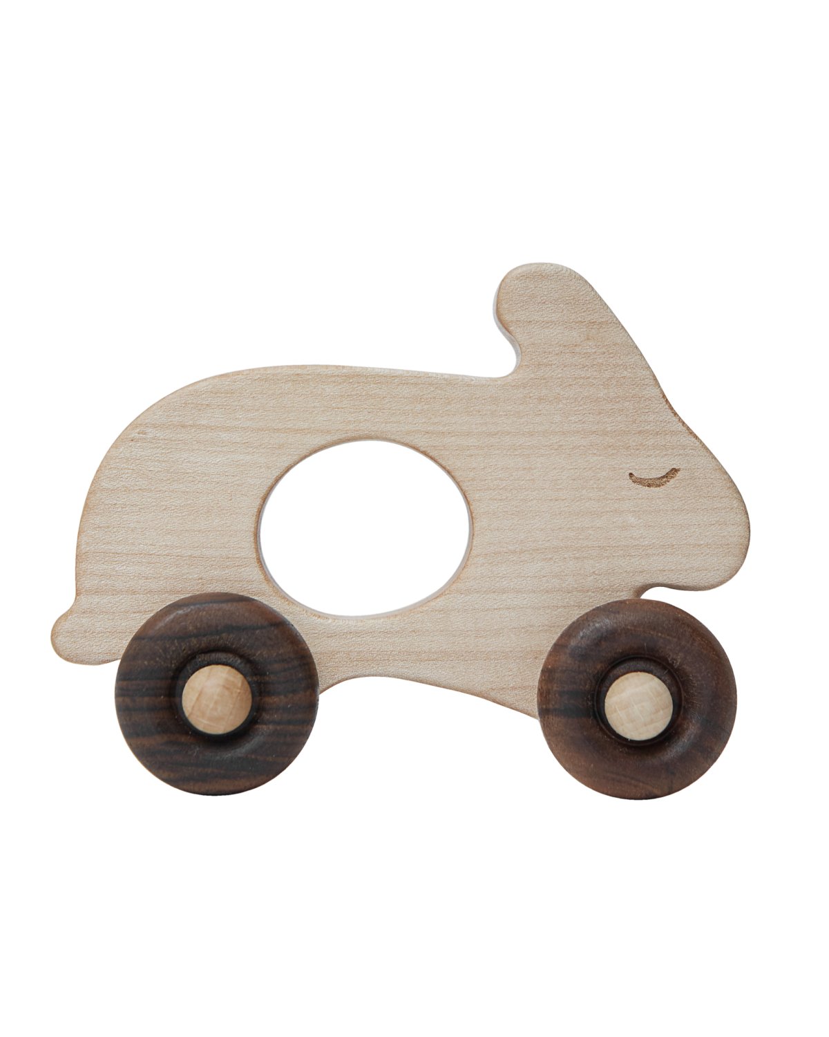 Treleke Baby – Kanin på hjul – Håndlaget m/ Naturlig lakk | Baby Rabbit Mobile Toy