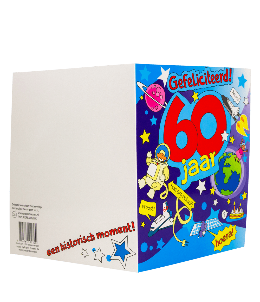Verjaardagskaart 60 Jaar Cartoon 16,5cm