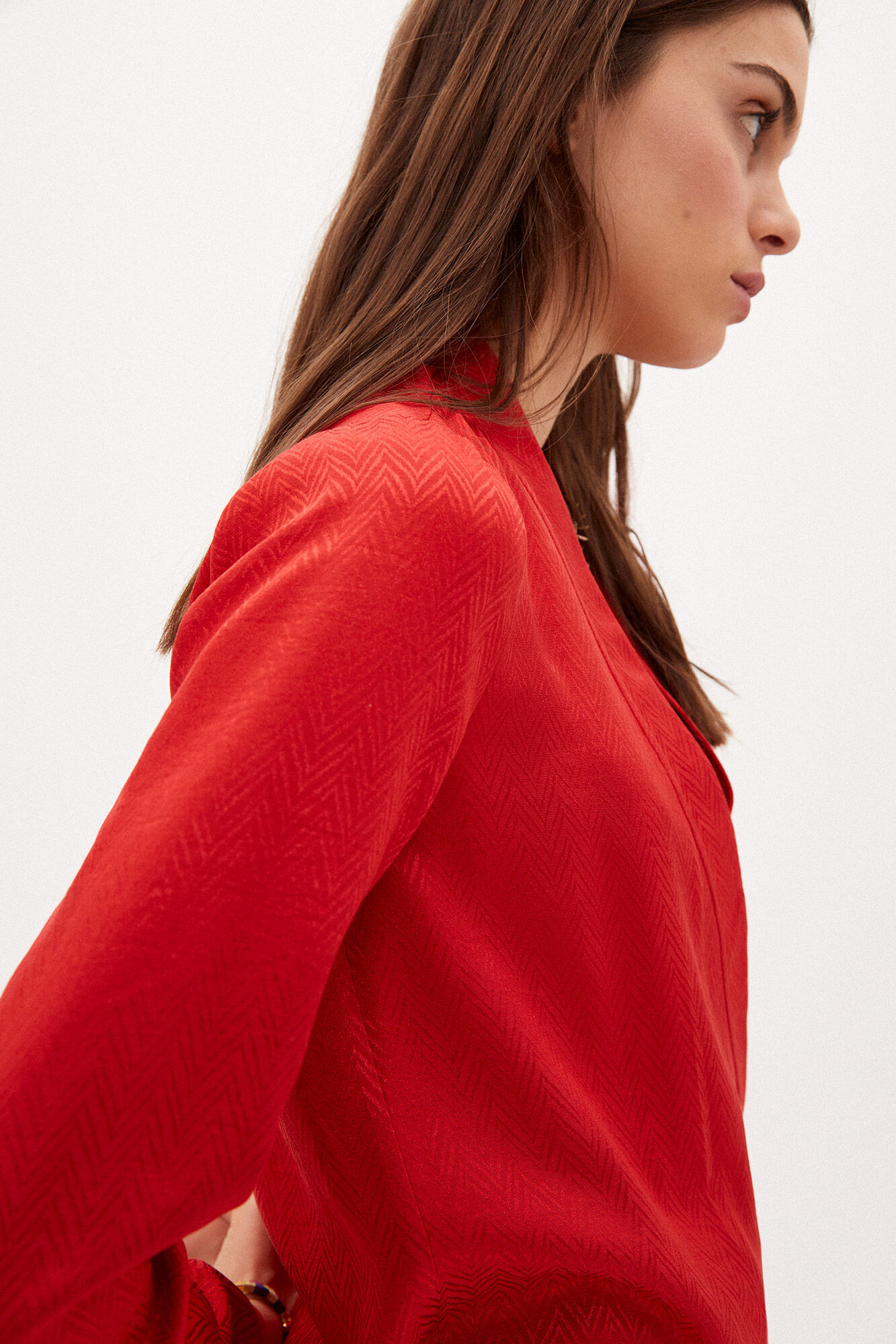 Milo Americana curado em jacquard - Vermelho