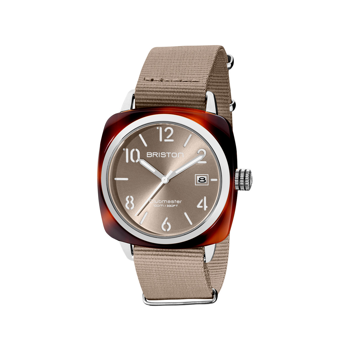 Montre BRISTON clubmaster classic hms homme bracelet tissu taupe
