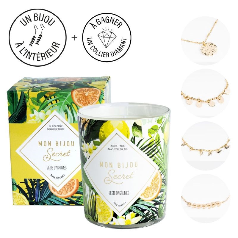 Bougie Bijou Bracelet dorée - Parfum Zeste d'agrumes - 40h