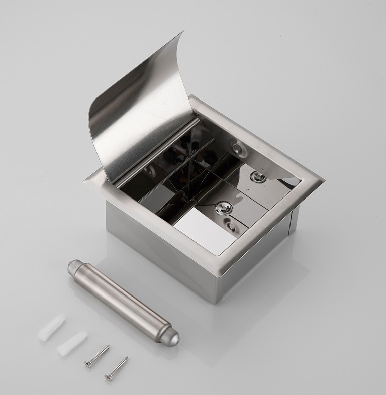 Saniclear Exclusive inbouw toiletrol houder met klep rvs