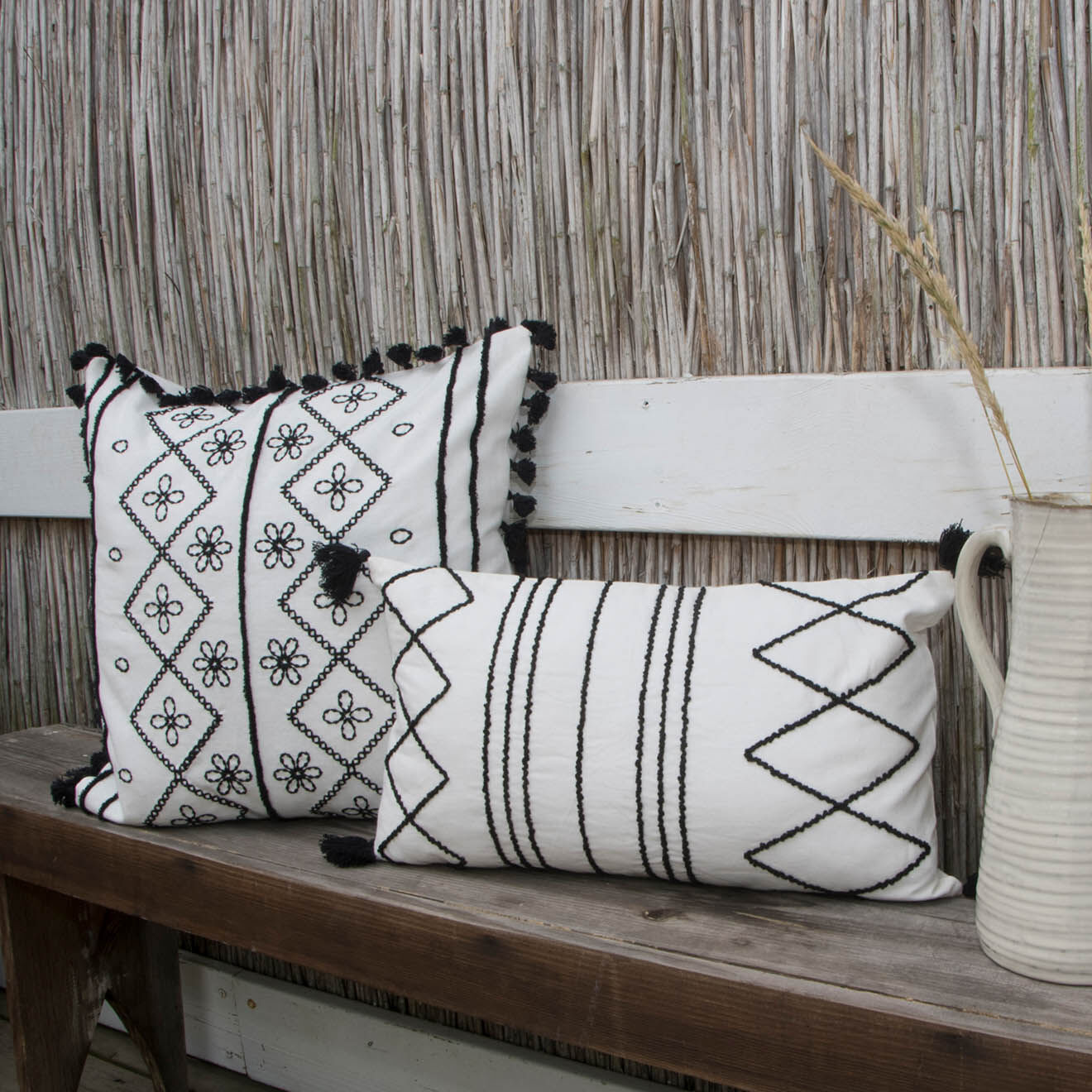 Febronie Housse de coussin Tanger noire - 50x50 cm