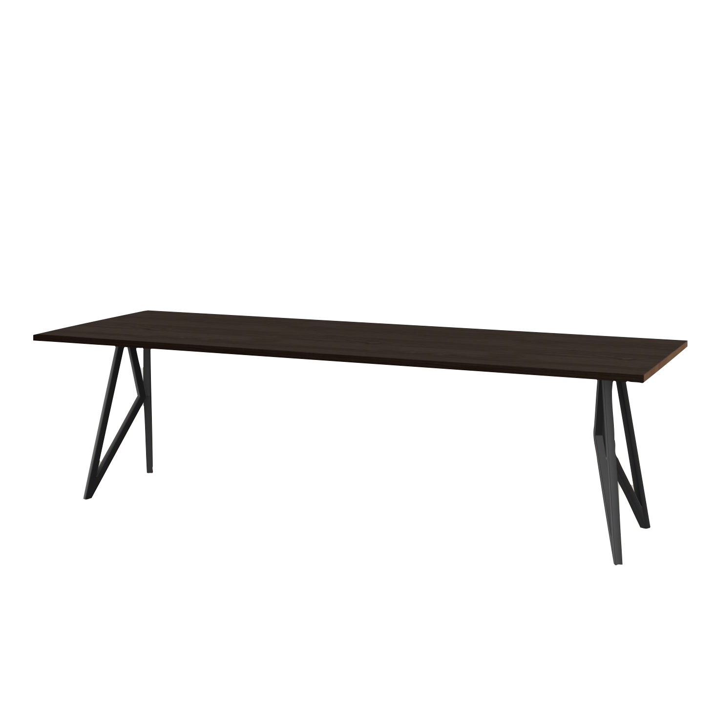 Studio HENK tafel Butterfly Rechthoekig - zwart frame, gerookte beits 300 x 90 | Gerookte Beits | Rechte Rand | Frame Zwart