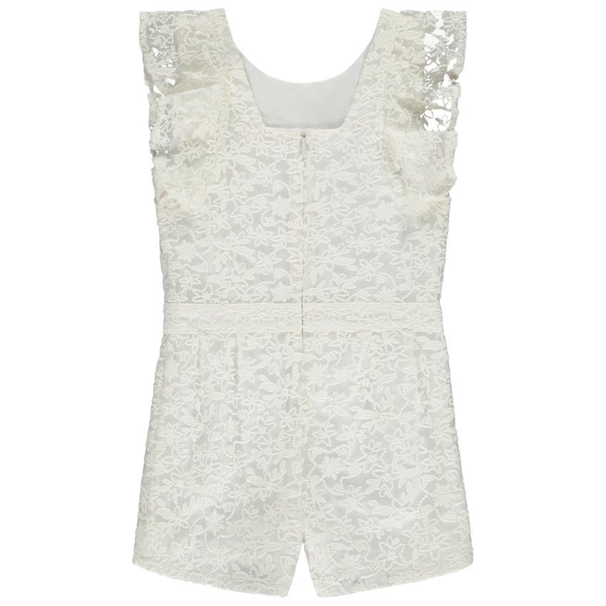 Combinaison courte de cérémonie en organza brodé pour fille - Ecru