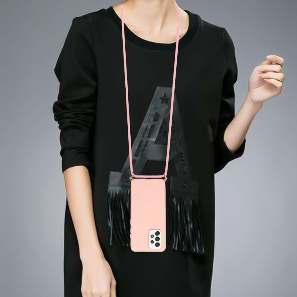 Samsung Galaxy A33 5G Necklace Bio Gummi Case Hülle Eco Friendly Nachhaltig Kompostierbar   Handykette (150cm) - Rosa