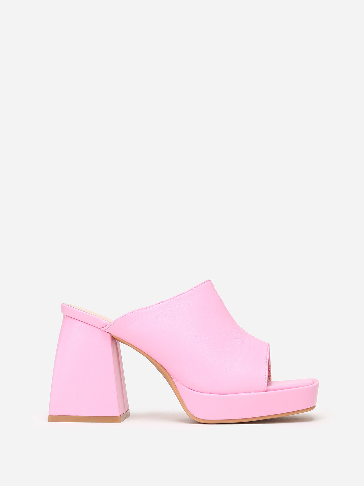 Mules plateformes à talon trapèze- Rose