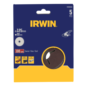 Irwin schuurschijf voor haakse slijper Ø125 mm korrelgrootte K100 5 stuks