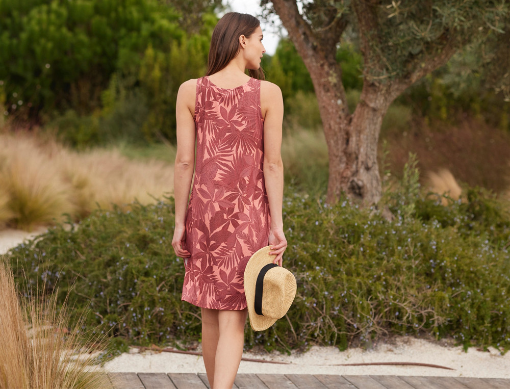 Robe corail-Balade exotique