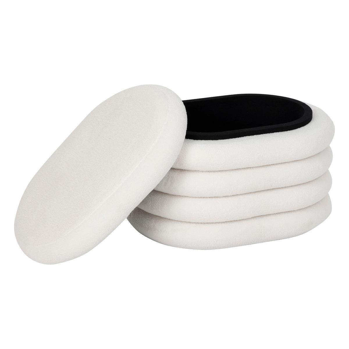 POUF COFFRE BOUCLETTE GIULIA BLANC