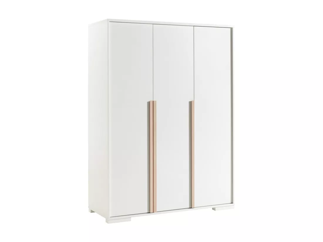 NASH WHITE - Lit 90x200cm + Chevet + Armoire 3P + Pack Bureau
