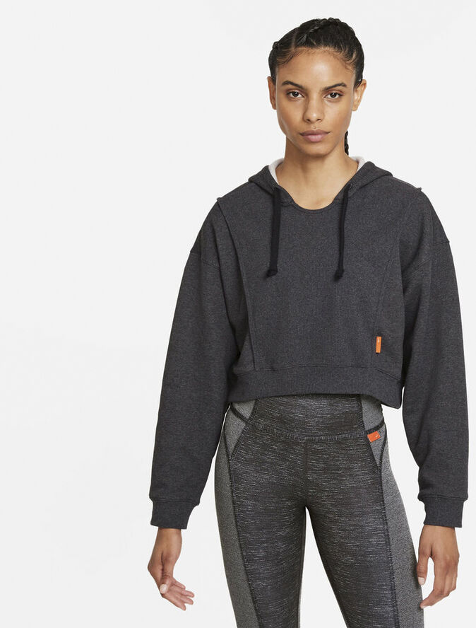 Nike Dri Fit Fleece Cropped Traeningshaettetroje Grå