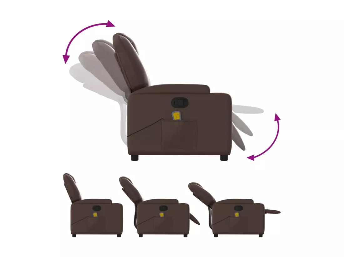 Fauteuil massant inclinable Marron Similicuir