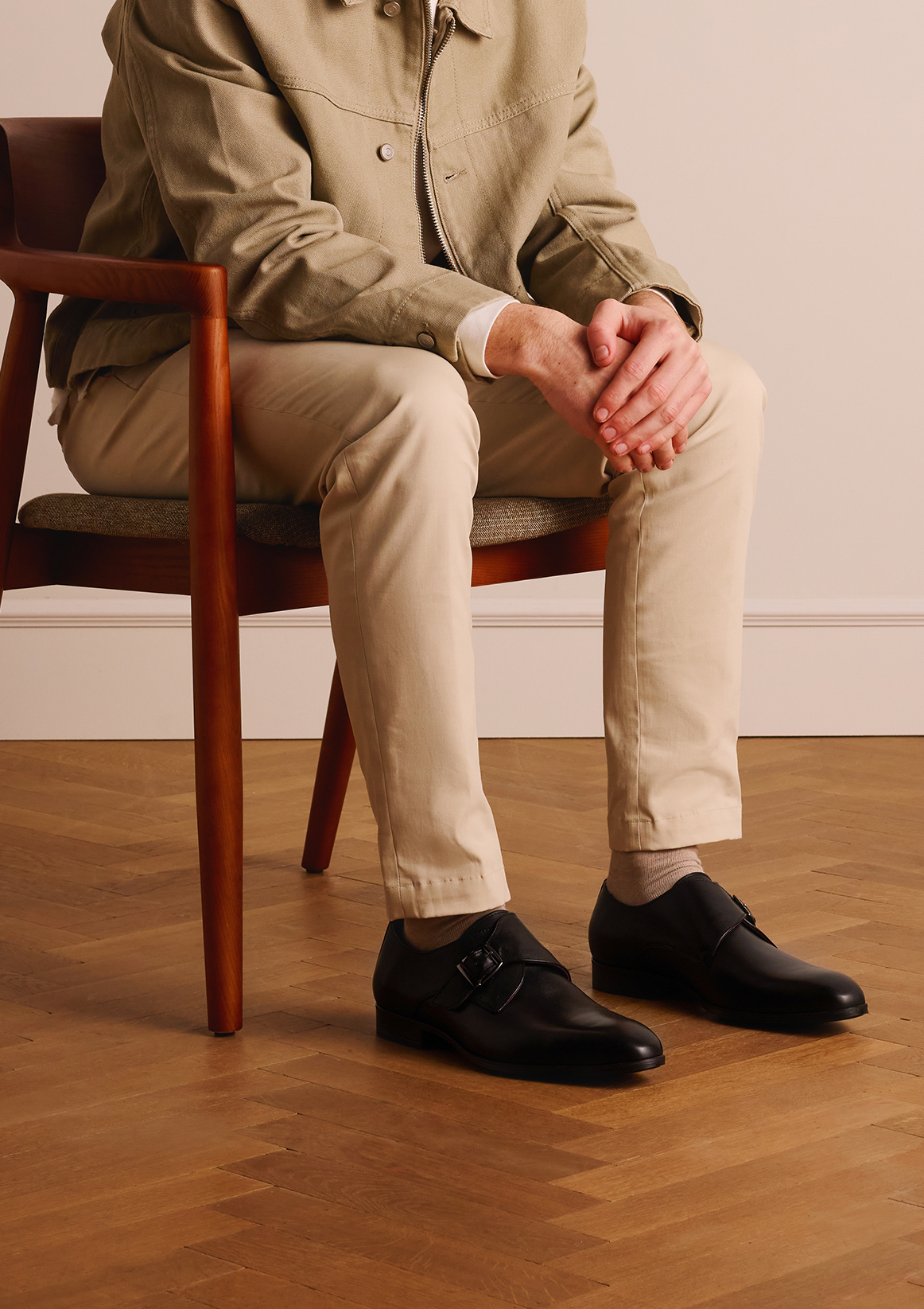 Zwarte leren gespschoenen