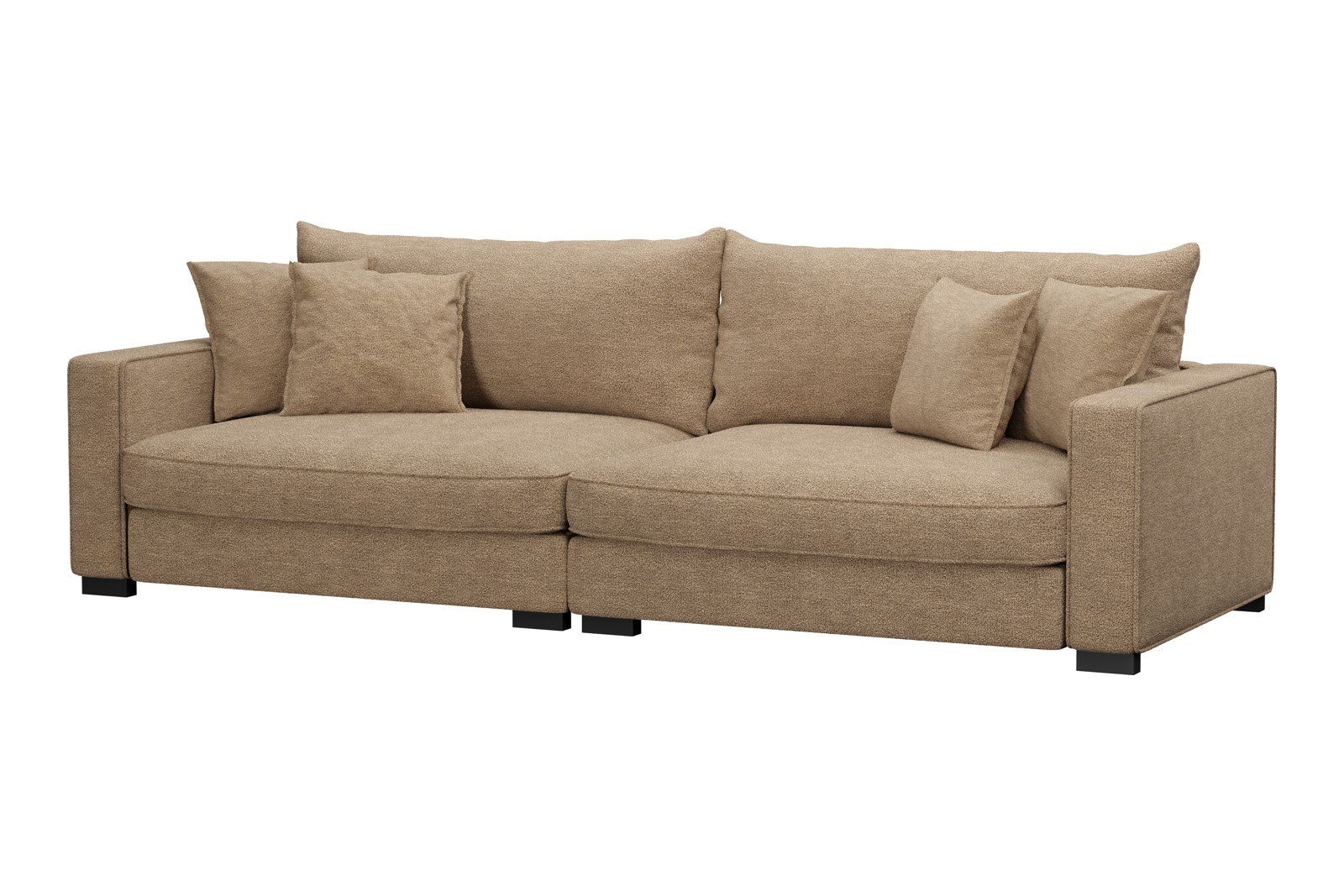 Rossi Lux 4-seter sofa Tekstil Beatto 1012 Brown, arm B med sorte ben. Std. Komfort.