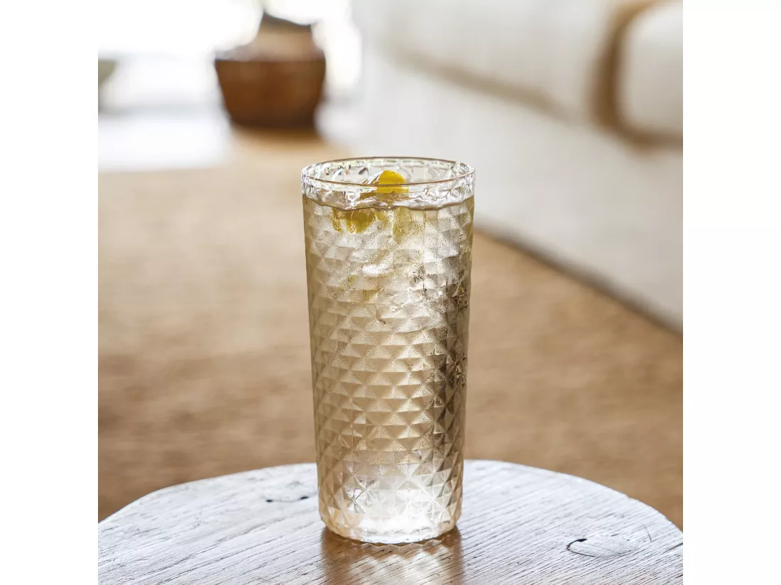 Highball Set de 4 Verres à Cocktail et Vins Aromatiques 41cl, Verre, Design Élégant Zafferano Fabriqué en Italie